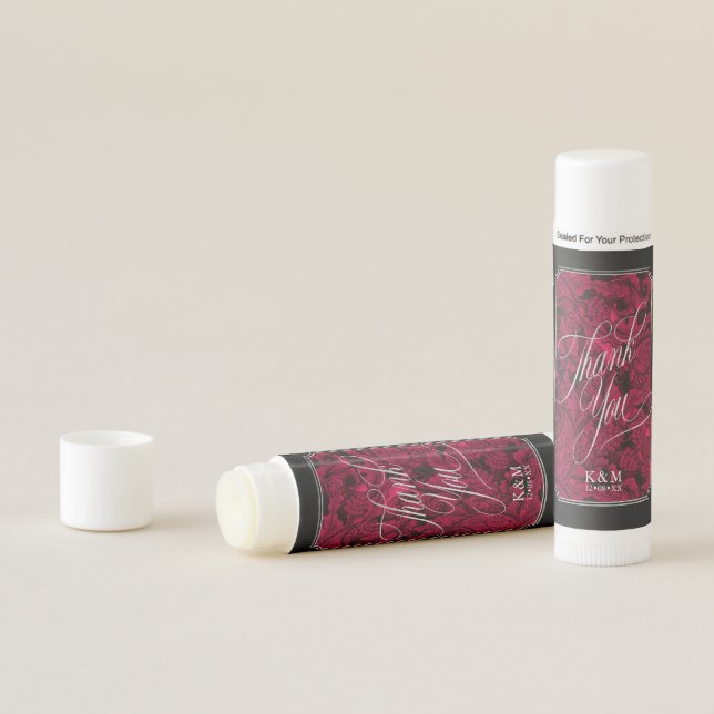 Gothic Paisley Frame Thank You Burgundy ID866 Lip Balm (In Situ)
