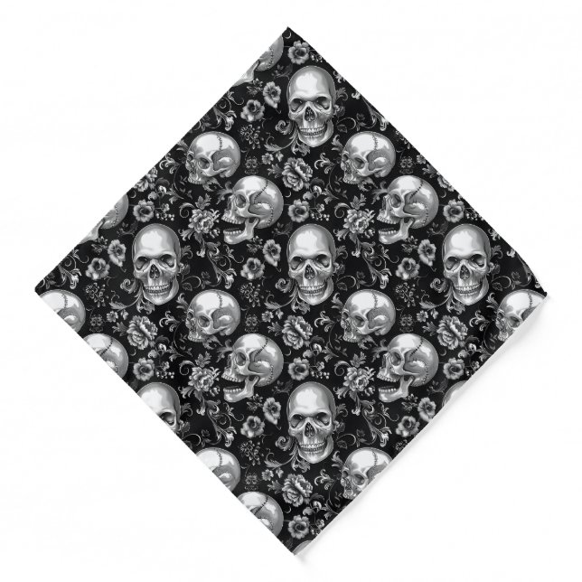 Gothic Paisley Pirate Skulls Bandana (Front)