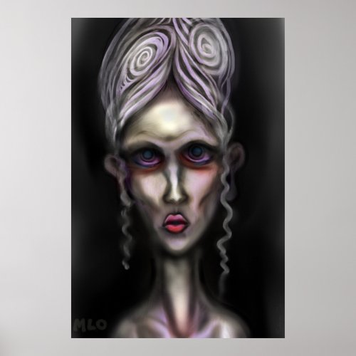 Gothic Pale Spooky Woman Ghost Haunted House Art Poster