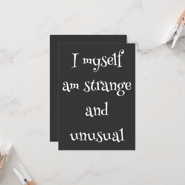 Gothic Party Invitation – I Myself Am Strange  (Front/Back In Situ)