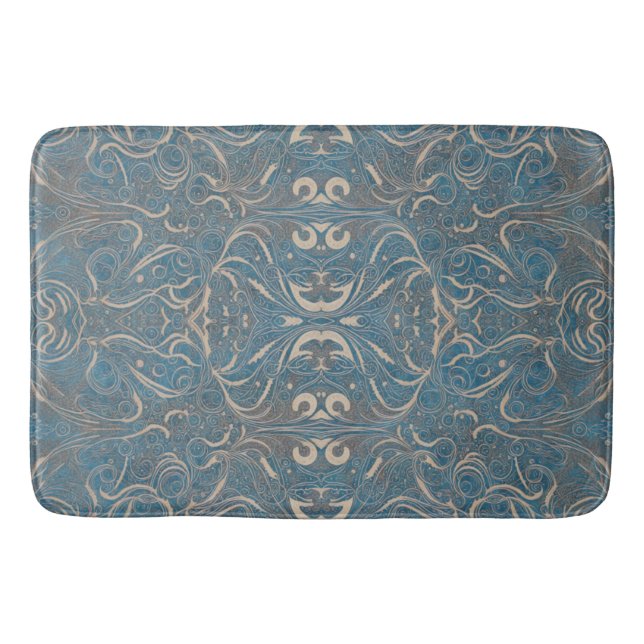 Gothic Pattern Blue Bath Mat (Front)