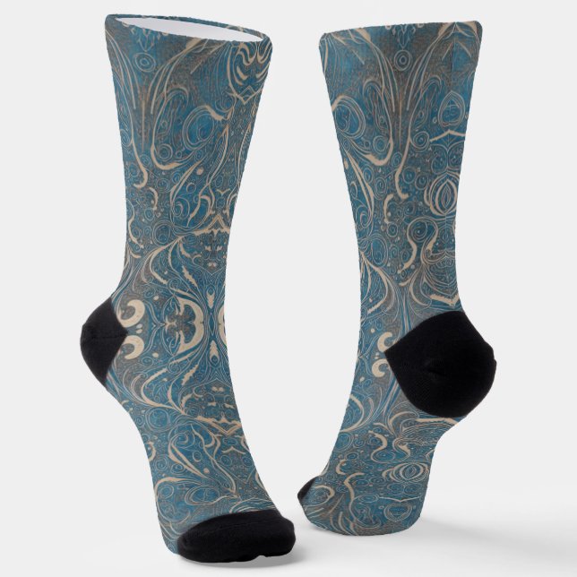 Gothic Pattern Blue Socks (Angled)