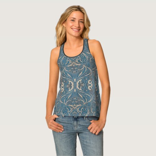 Gothic Pattern Blue Womens Tank Top