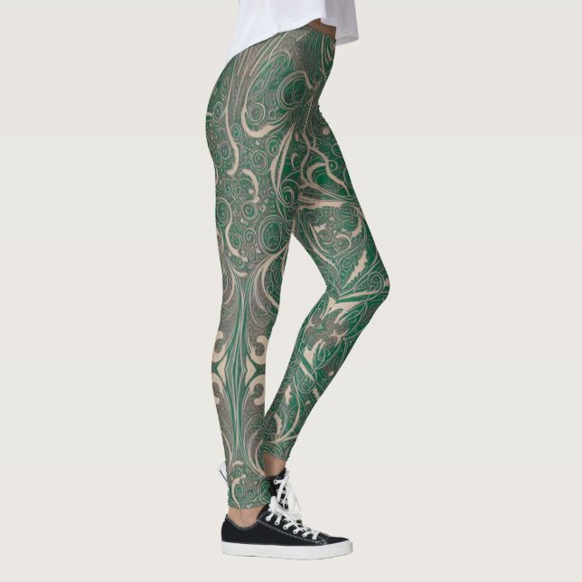 Gothic Pattern Green Leggings (Right)