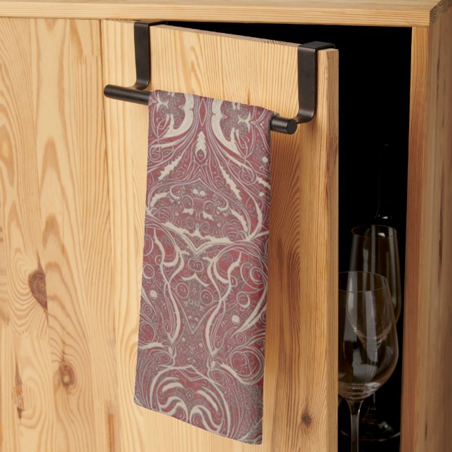 Gothic Pattern Red Kitchen Towel (Thirds Fold)