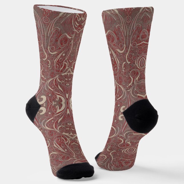 Gothic Pattern Red Socks (Angled)