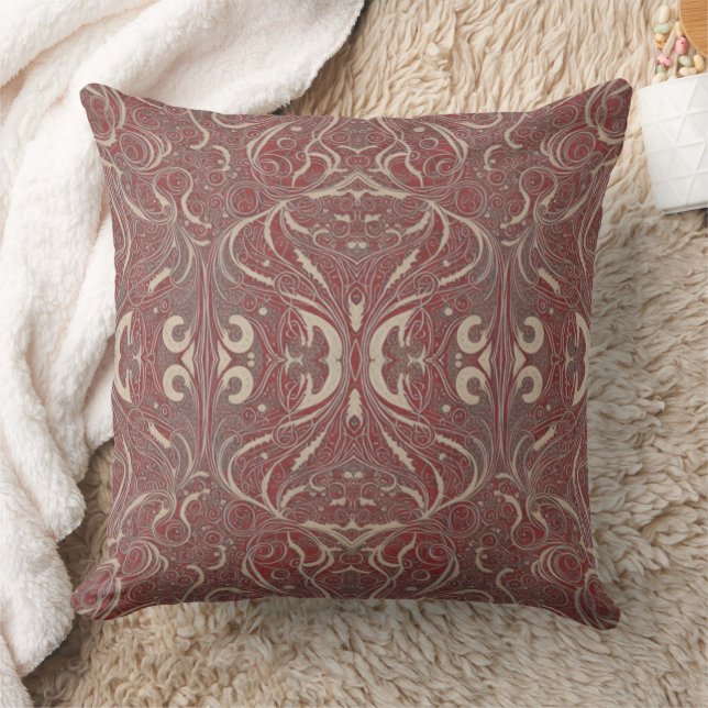 Gothic Pattern Red Throw Pillow (Blanket)