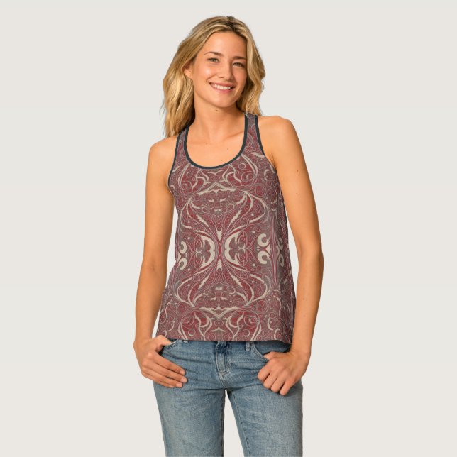 Gothic Pattern Red Women's Tank Top (Front Full)