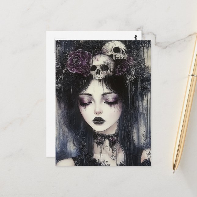  Gothic Persephone Queen of the Underworld Postcard (Front/Back In Situ)