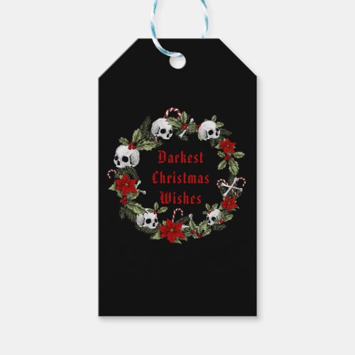 Gothic Personalized Christmas Skulls Trees Wreath Gift Tags