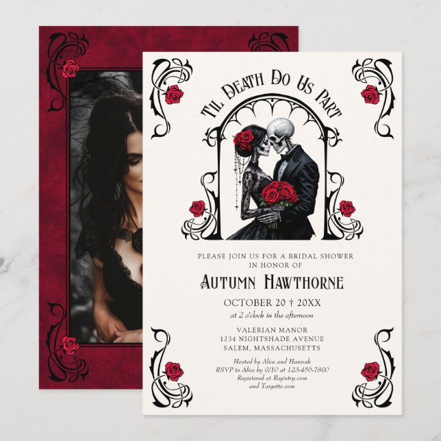Gothic Photo Til Death Bridal Shower Invitation (Front/Back)