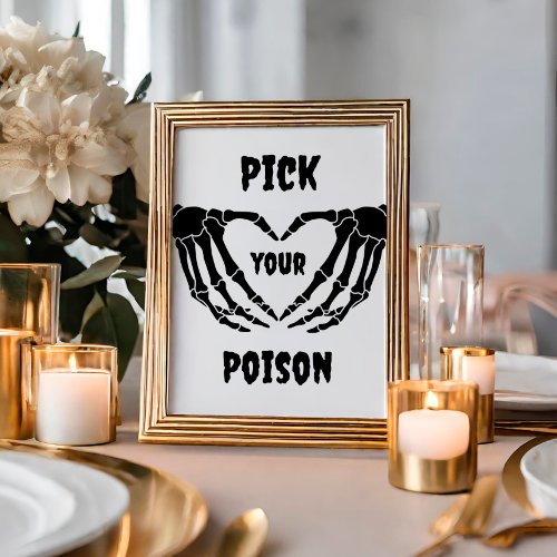 Gothic Pick Your Poison Halloween Baby Shower Sign Invitation