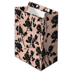 Gothic Pink and black Cemetery roses Medium Gift Bag