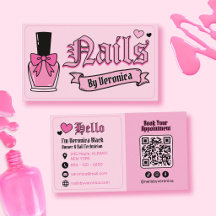 Gothic Pink and Black Girly Nail Technician 