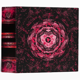 Gothic Pink and Black Heart Ancient Tome 3 Ring Binder