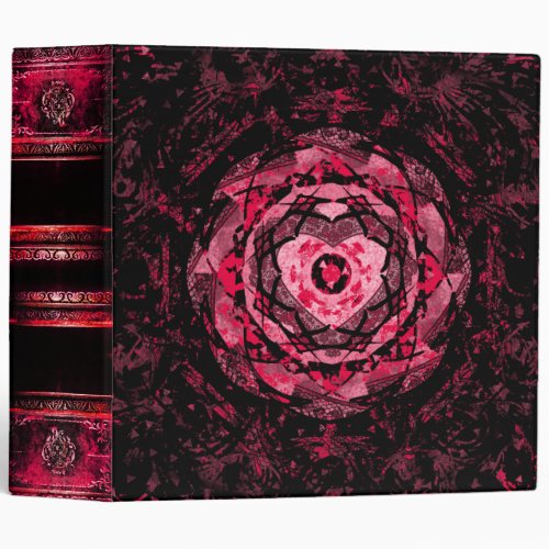 Gothic Pink and Black Heart Ancient Tome 3 Ring Binder