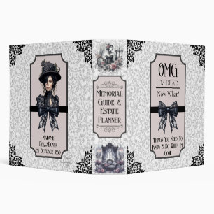 Gothic Pink and Gray Damask Last Wishes Planning 3 Ring Binder