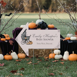 Gothic Pink Baby Carriage Baby Shower Arrow Sign