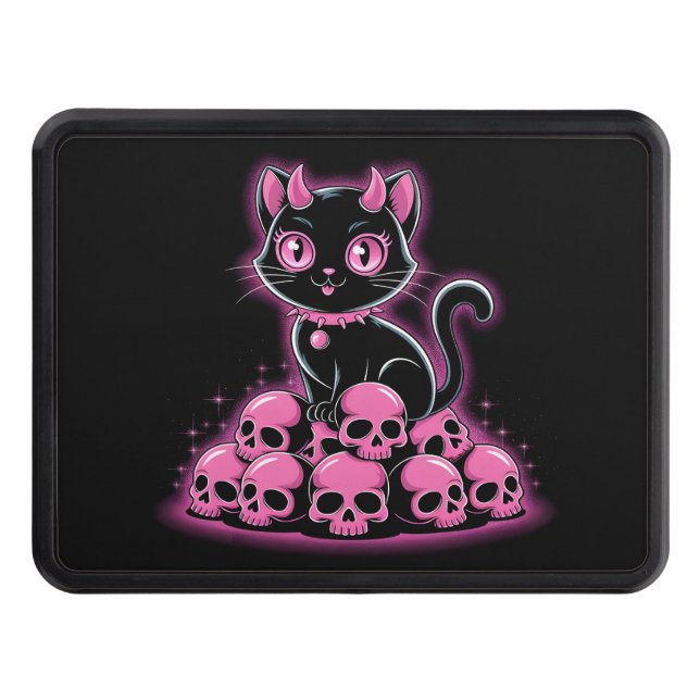 Gothic Pink Devil Cat Hitch Cover (Front)