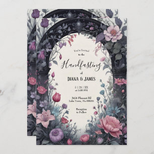 Gothic Pink Floral Garden Gate Pagan Handfasting Invitation