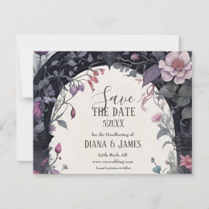 Gothic Pink Floral Garden Gate Pagan Handfasting Save The Date