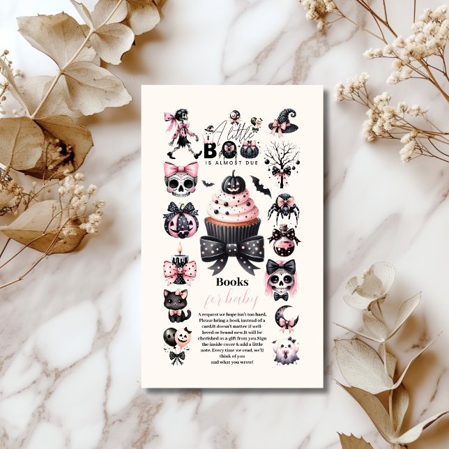 Gothic Pink Halloween Baby Shower Books for Baby Enclosure Card (Creator Uploaded)