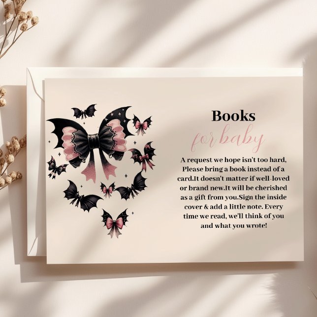 Gothic Pink Halloween Baby Shower Books for Baby Enclosure Card (Creator Uploaded)