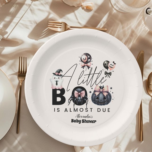 Gothic Pink Halloween Baby Shower Paper Plates (Creator Uploaded)