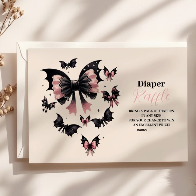 Gothic Pink Halloween Baby ShowerRaffle Diapper Enclosure Card (Creator Uploaded)