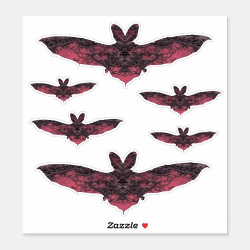 Gothic Pink Lace Fractal Bat Set Sticker