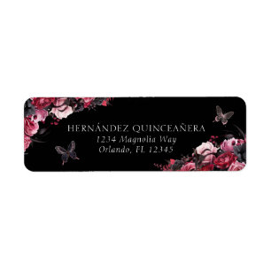 Gothic Pink Red & Black Moody Quinceañera Label