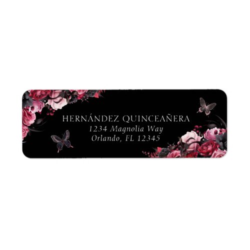 Gothic Pink Red  Black Moody Quinceaera Label