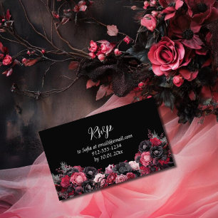 Gothic Pink Red & Black Quinceañera Enclosure Card