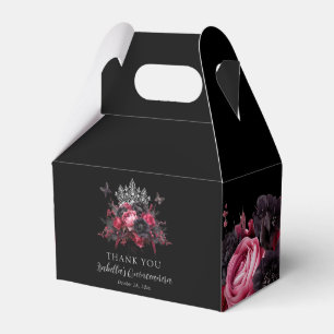 Gothic Pink Red & Black Quinceañera Favor Box