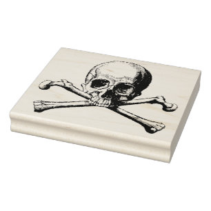 Gothic Pirate Skull and Crossbones Rubber Stamp