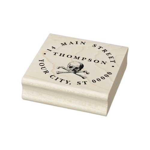 Gothic Pirate Skull Crossbones Name Return Address Rubber Stamp