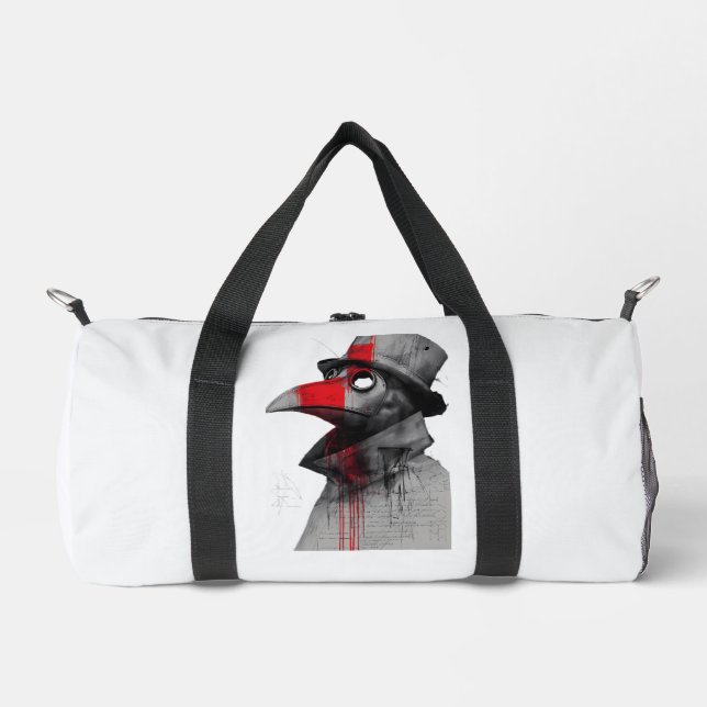 Gothic Plague Doctor Trash Polka Duffel Bag (Front)