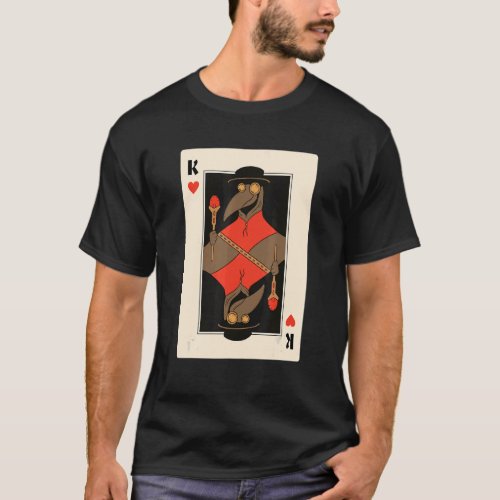 Gothic Plague Doctor With Sceptre On Playing Card  T_Shirt