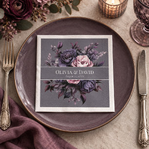 Gothic Plum Floral Wedding Napkins