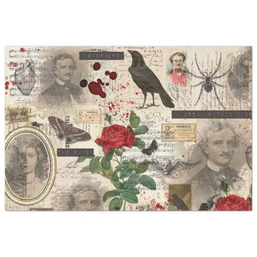 Gothic Poe Halloween Death  Ephemera Tissue Paper