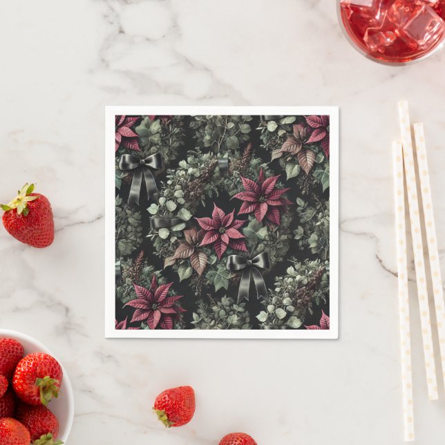 Gothic Poinsettia Wreaths Festive Decoupage Paper Napkins (Insitu)