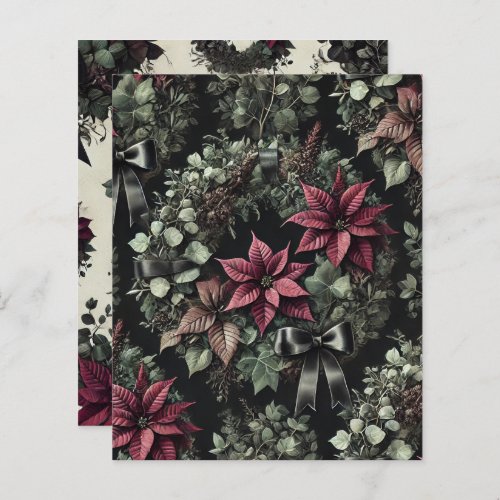 Gothic Poinsettia Wreaths Festive Scrapbook Paper
