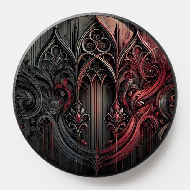 Gothic PopSocket - Ornate Red and Black Phone Grip (Popsocket)