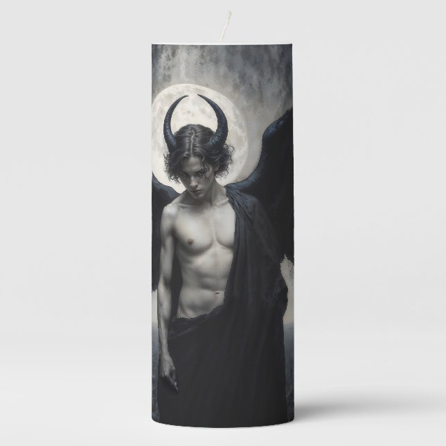 Gothic Portrait of Lord Lucifer Pillar Candle (Front)