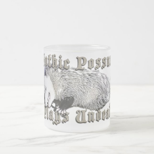 Gothic Possum Plays Undead Frosted Glass Coffee Mug (Center)
