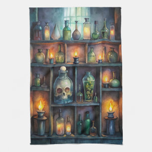 Gothic Potion Bottles – Dark Fantasy Witchy Kitchen Towel