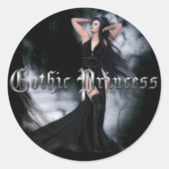 Gothic Princess Classic Round Sticker by MoonArtandDesigns at Zazzle
