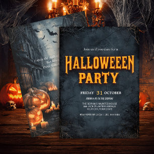 Gothic Pumpkin Street Halloween Invitation