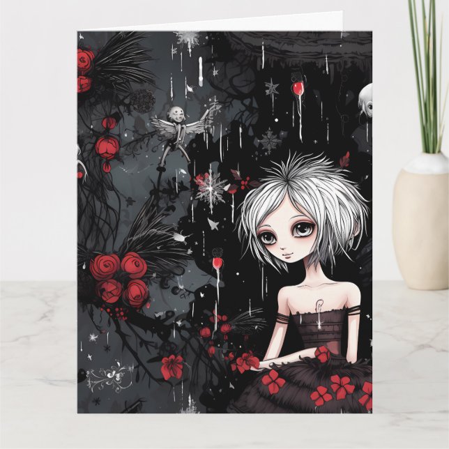 Gothic Punk Alternative Christmas Fairy Card (Front)