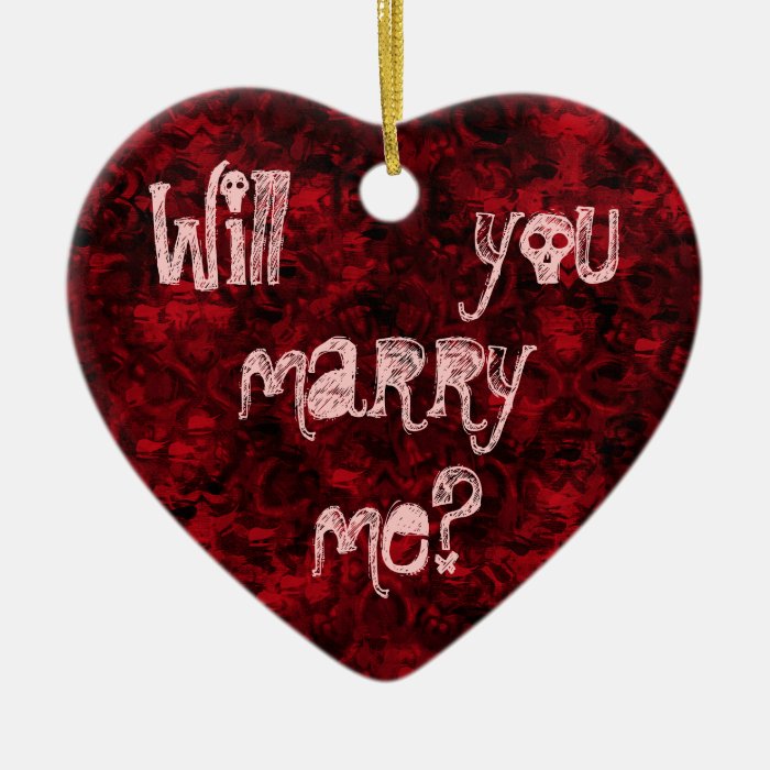 Gothic punk cute marriage proposal heart ornament